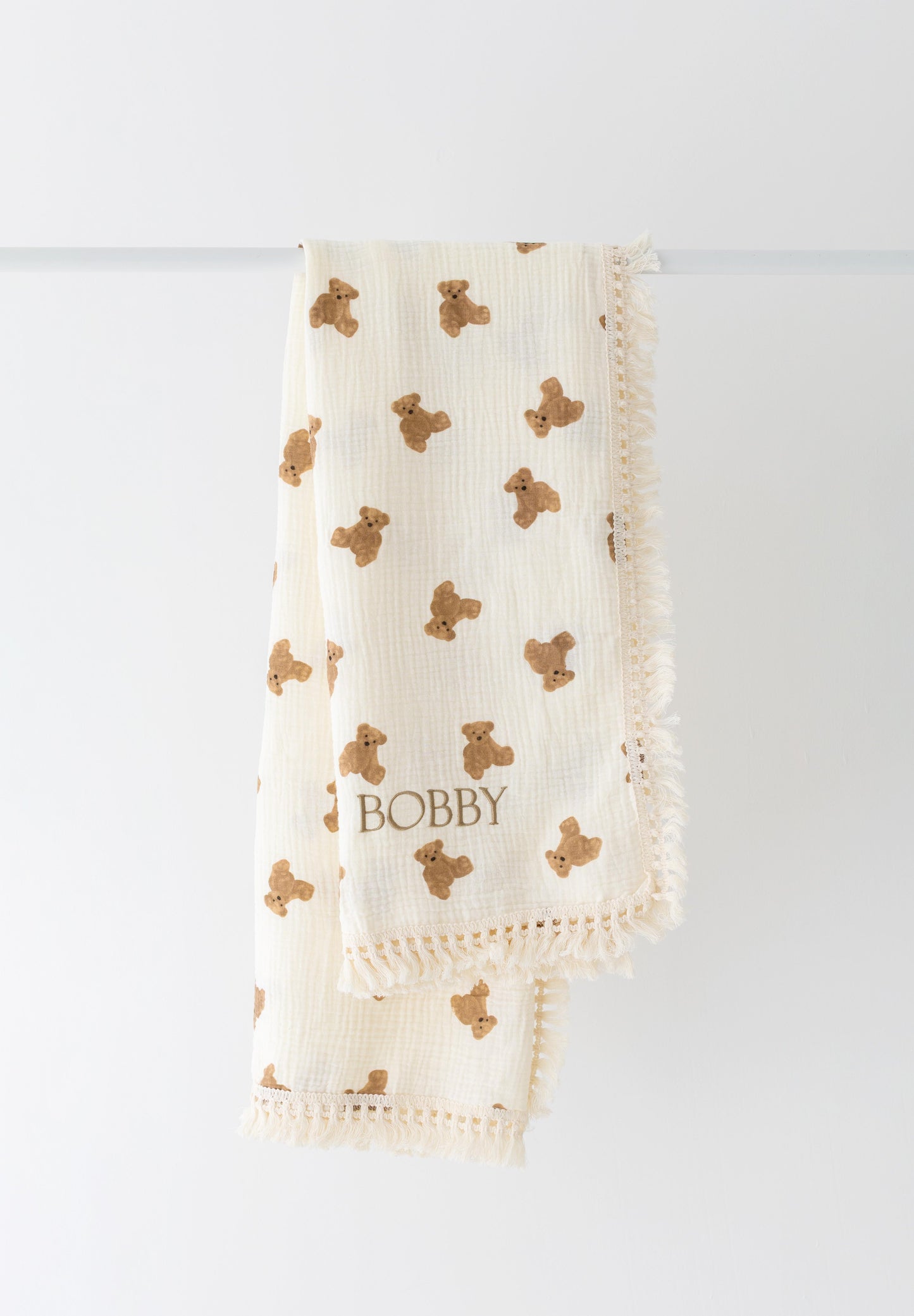 Bear Ruffle Muslin Baby Blanket – Soft & Breathable Comfort