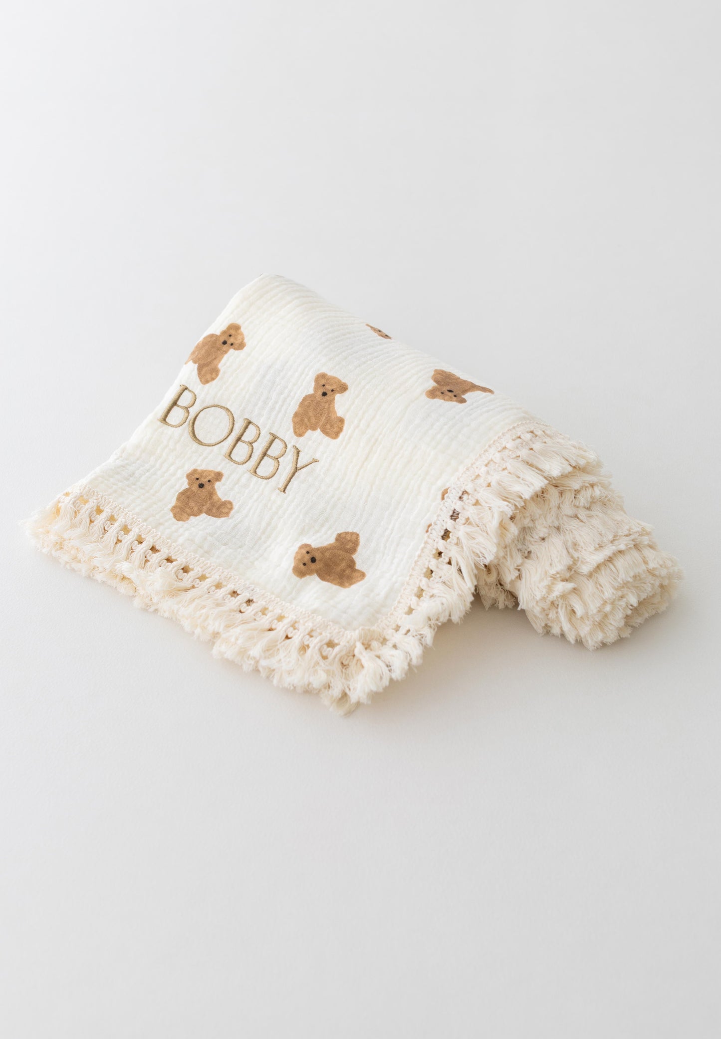 Bear Ruffle Muslin Baby Blanket – Soft & Breathable Comfort
